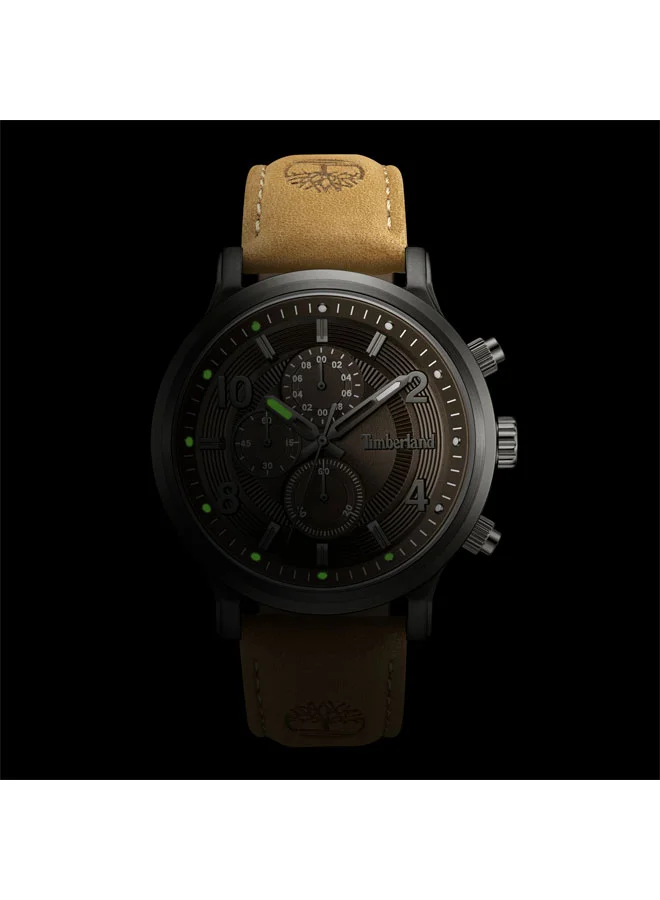 Timberland Men's Driscoll 46 mm Men's Multifunction Watch Blue  Dial  & Tan Brown Leather Strap