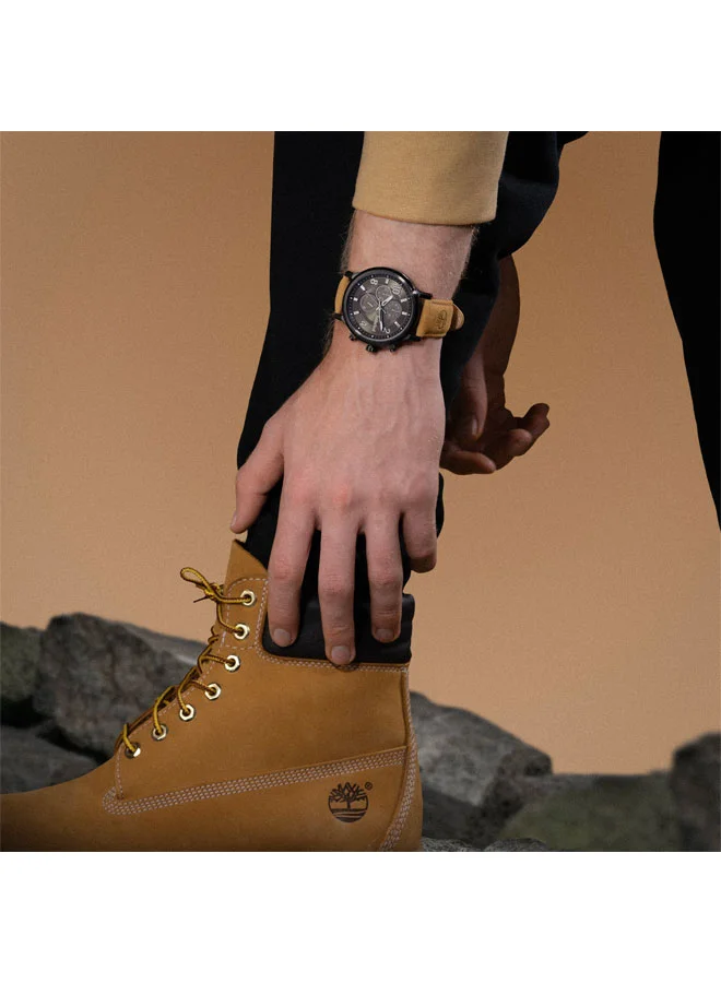 Timberland Men's Driscoll 46 mm Men's Multifunction Watch Blue  Dial  & Tan Brown Leather Strap