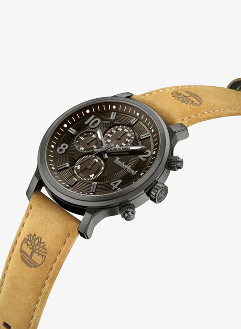 Timberland Driscoll 46 mm Men's Multifunction Watch Blue  Dial  & Tan Brown Leather Strap