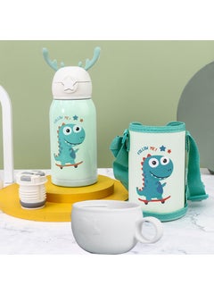Generic Portable Cartoon Deer Vacuum 316 Stainless Steel Water Cup With Straw Childrens Insulated Cup Student Deer Antler Pop-Up Cup Dinosaurs 