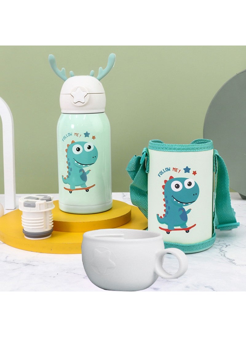 Generic - Portable Cartoon Deer Vacuum 316 Stainless Steel Water Cup With Straw Childrens Insulated Cup Student Deer Antler Pop-Up Cup Dinosaurs - Image 1
