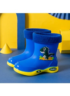 Four Seasons Childrens Rain Boots Womens Fleece-lined Warm Detachable Water Shoes Non-slip Waterproof Rain Boots Young Childrens Small and Medium-sized Childrens Boys BootsBlue [plus velvet]] Blue [plus velvet]]