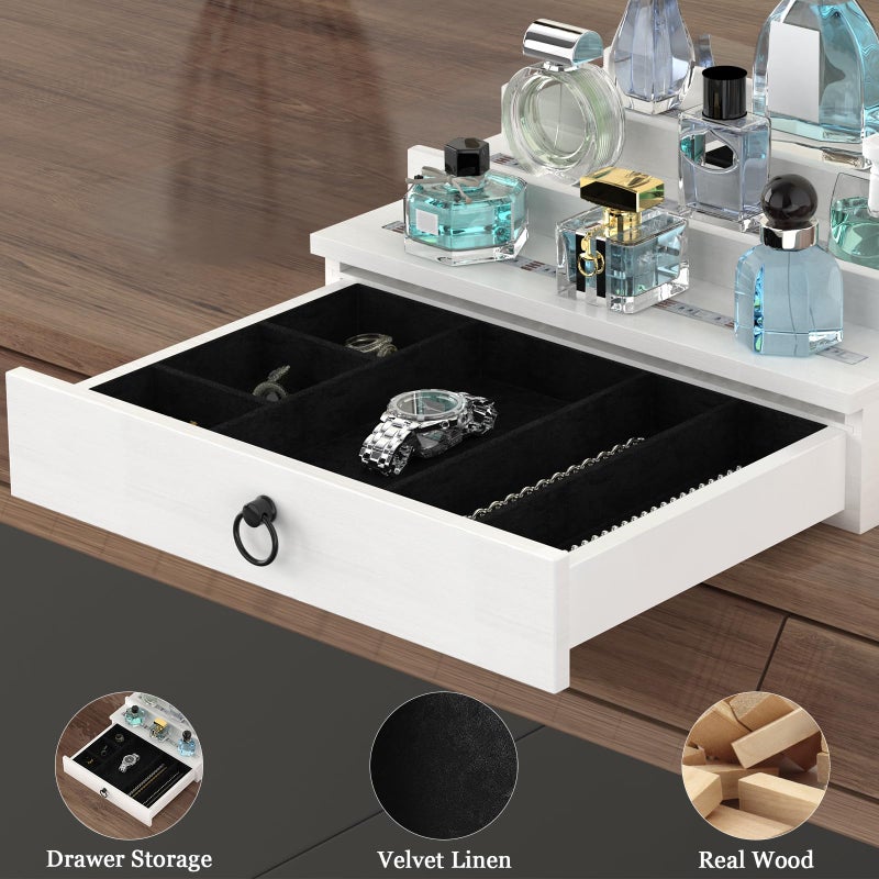 upcessory LED Lighted Cologne Organizer for Men, 3 Tier Wood Perfume Organizer with Velvet Lined Drawer, Multi Lighting Modes Perfume Display Holder with Remote Control, Cologne Shelf Stand, Nice Gift for Men - Image 3