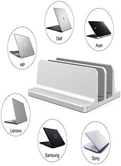 Excefore Universal Laptop Vertical Stand, Dual Desktop Stand Adjustable Notebook Stand (up to 17.3 inches) for Samsung/HP/Dell/Chrome Book laptops - Silver  - Image 2