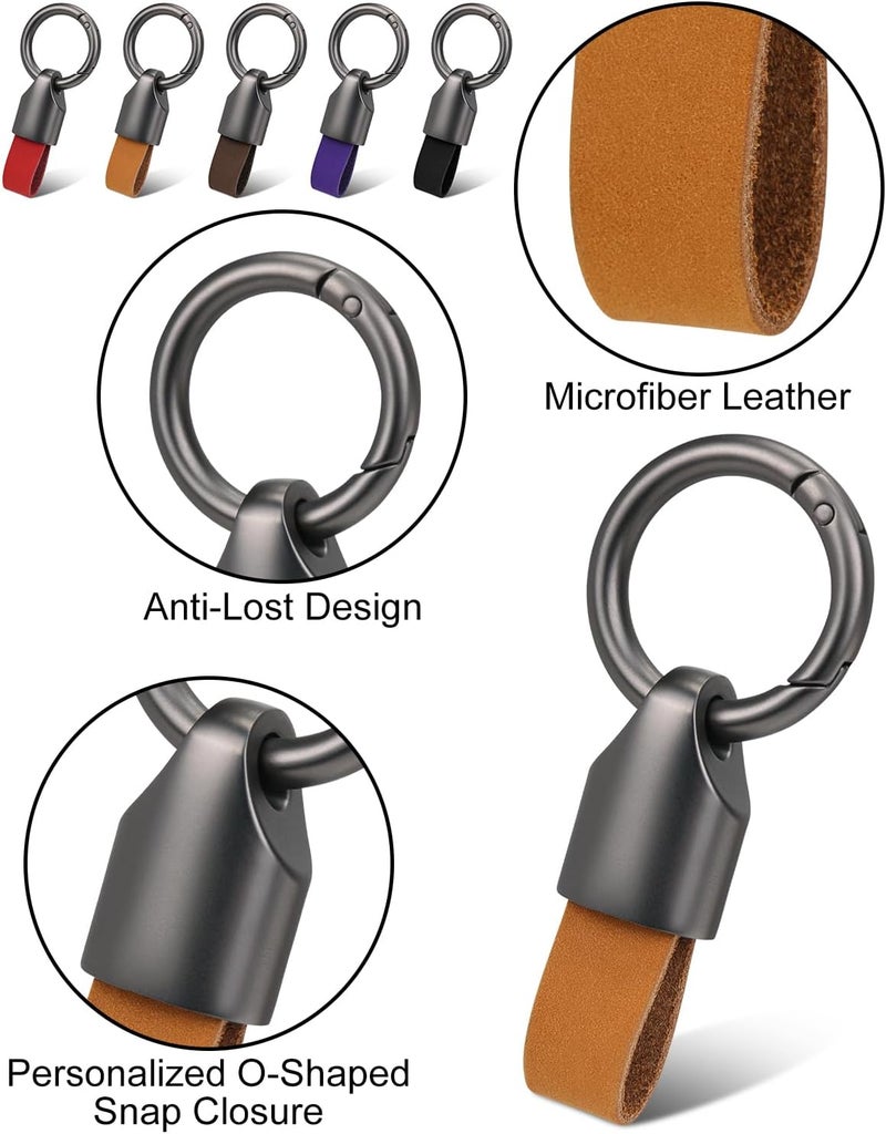 Universal Detachable Leather Car Keychain with Zinc Alloy Buckle - Black - Image 3