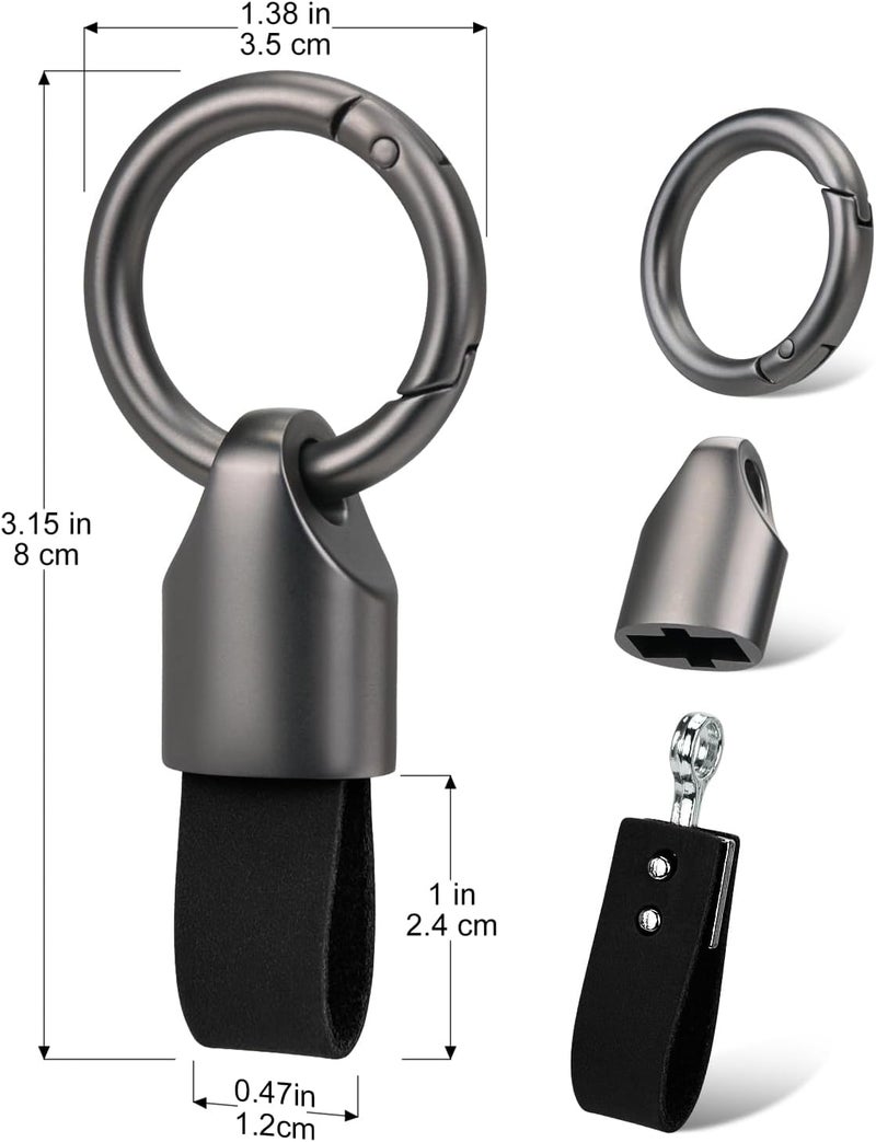 Universal Detachable Leather Car Keychain with Zinc Alloy Buckle - Black - Image 2