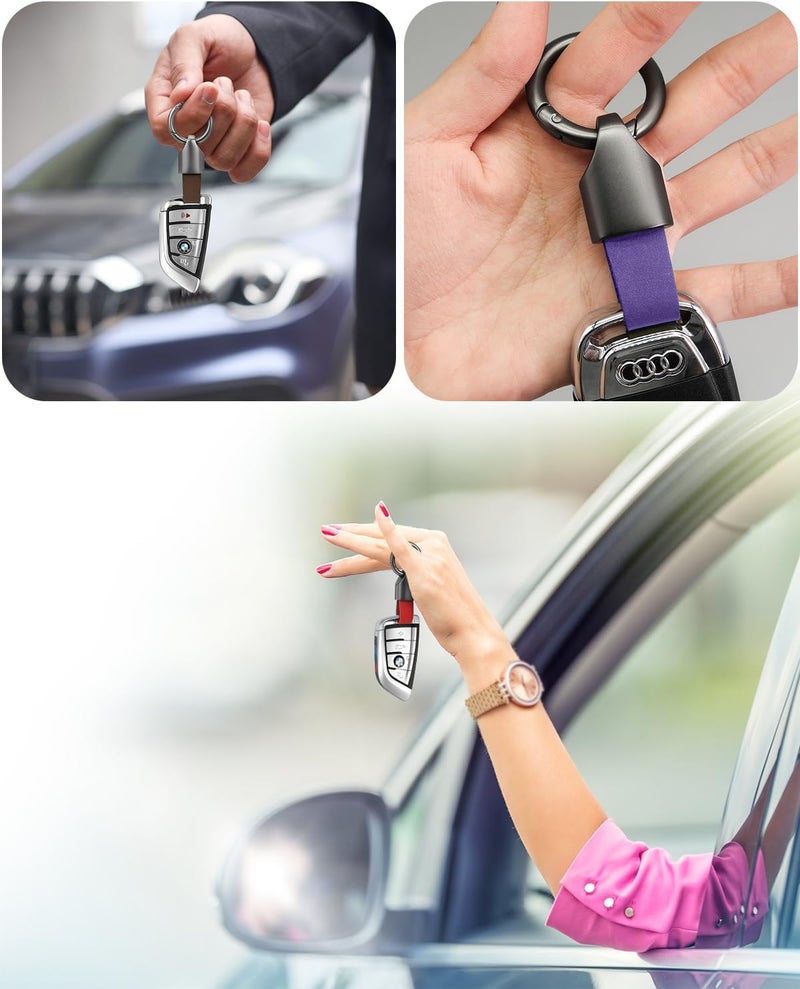Universal Detachable Leather Car Keychain with Zinc Alloy Buckle - Black - Image 5