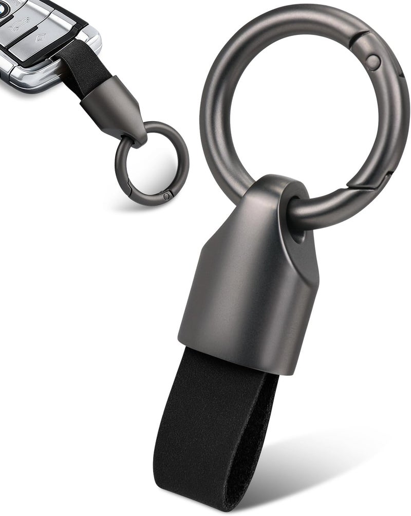 Universal Detachable Leather Car Keychain with Zinc Alloy Buckle - Black - Image 1