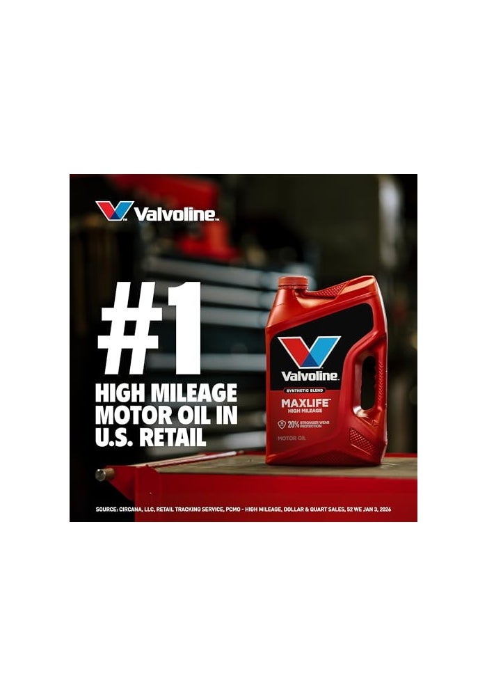 Valvoline High Mileage with MaxLife Technology SAE 10W40 Synthetic Blend Motor Oil 5 QT - Image 4