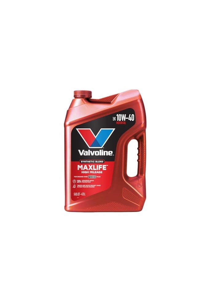 Valvoline High Mileage with MaxLife Technology SAE 10W40 Synthetic Blend Motor Oil 5 QT - Image 1