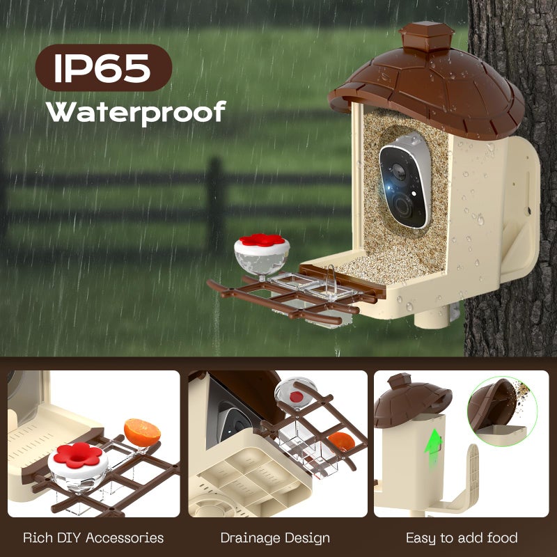 Lagriner Bird Feeder with Camera, 2K HD Live Video, Smart Bird Cam Solar Powered with AI Birds Species Identification, Auto Capture Video, Instant Arrival Alerts, Best Gifts for Mom Dad - Image 4