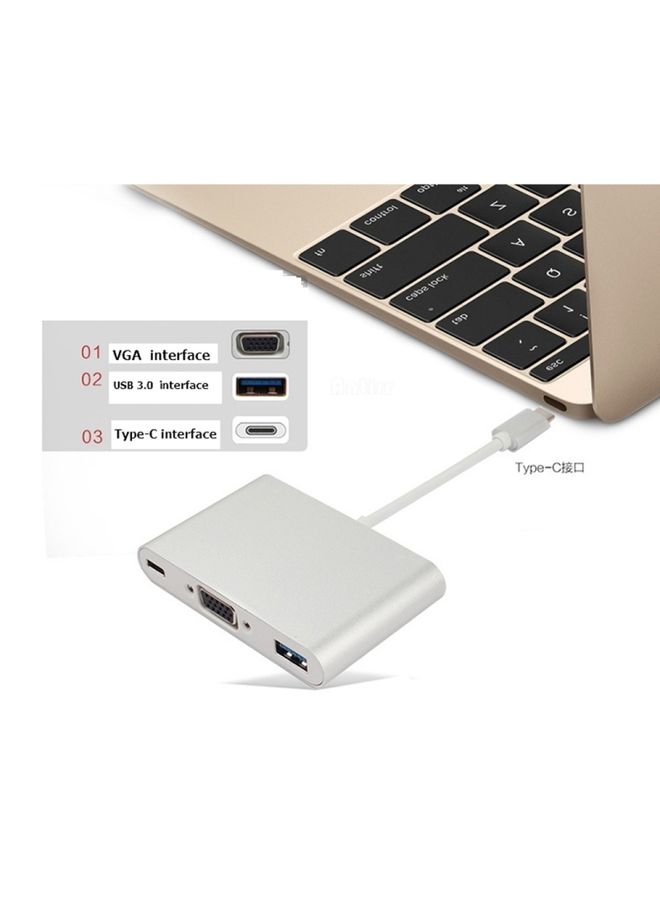 BURAQ USB Type C to VGA 3-in-1 Hub Adapter supports USB Type C tablets and laptops for Macbook Pro / Google ChromeBook(Gold) - Image 2