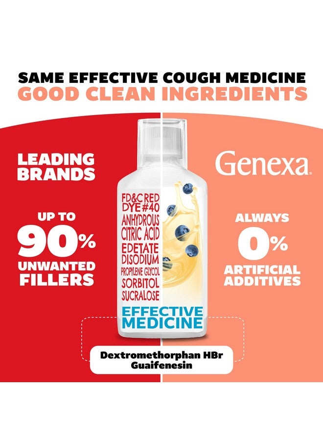 Genexa Genexa Clean Cough & Chest Congestion Relief, Dye Free, 0% Artificial Additives, Multi-Symptom Maximum Strength Relief Cough Syrup, Cough Suppressant & Expectorant, Organic Blueberry Flavor, 6 fl oz  - Image 1