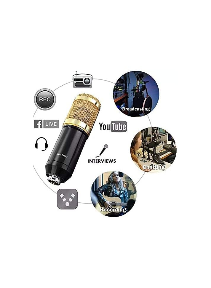 V8 Multifunctional Live Sound Card USB Audio Interface Intelligent Volume Adjustable Audio Mixer Sound Card for Recording Hosting Speech Live Streaming Youtuber Adjustable Mic Suspension Scissor Arms  - Image 4