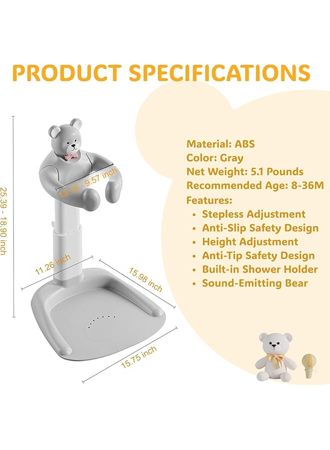 إيروريكس حامل استحمام للأطفال على شكل دب كرتوني قابل للاحتضان، حامل استحمام محمول للأطفال الرضع والأطفال الصغار - Image 2