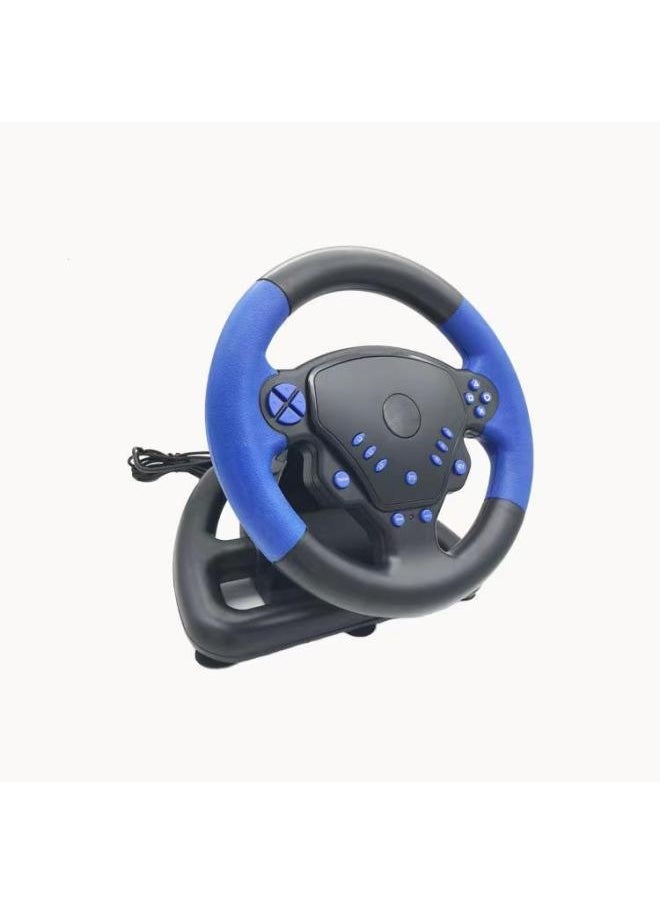 ماركة غير محددة - عجلة قيادة لعبة انفجارات عبر الحدود متعددة الوظائف 4 في 1 اهتزاز PS3PS4 نظام أندرويد كمبيوتر عالمي - لون المنتج: أسود + أزرق عجلة قيادة متعددة الوظائف 4 في 1 - Image 1