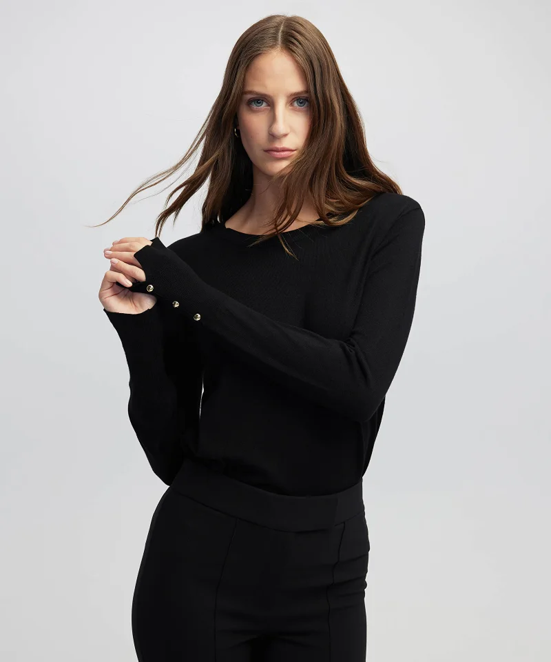 Contrast Button Knit Sweater