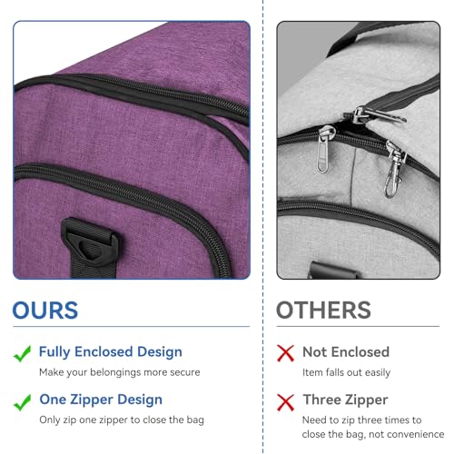 Bukere Large Garment Bag for Travel, Bukere Convertible Suit Travel Garment Duffel Bag for Women Business, Shoe Compartment, Detachable Shoulder Strap, 2 in 1 Hanging Suitcase Suit Travel Bags, Purple - Image 4