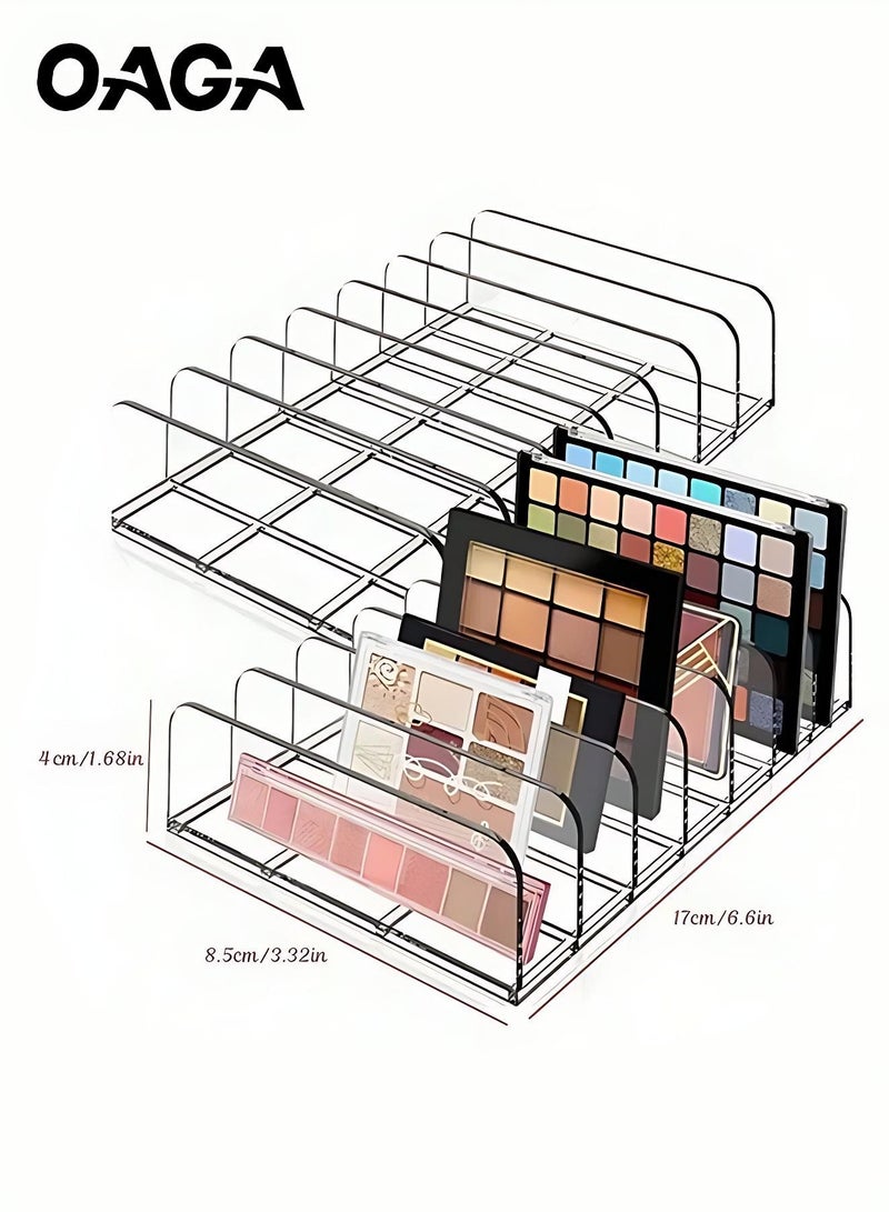OAGA 2-Pieces Makeup Organizer，Acrylic Eyeshadow Palette Pallet Holder，Cabinets、Cosmetic 7-Section Organizer for Bathroom Countertops (Clear) - Image 1