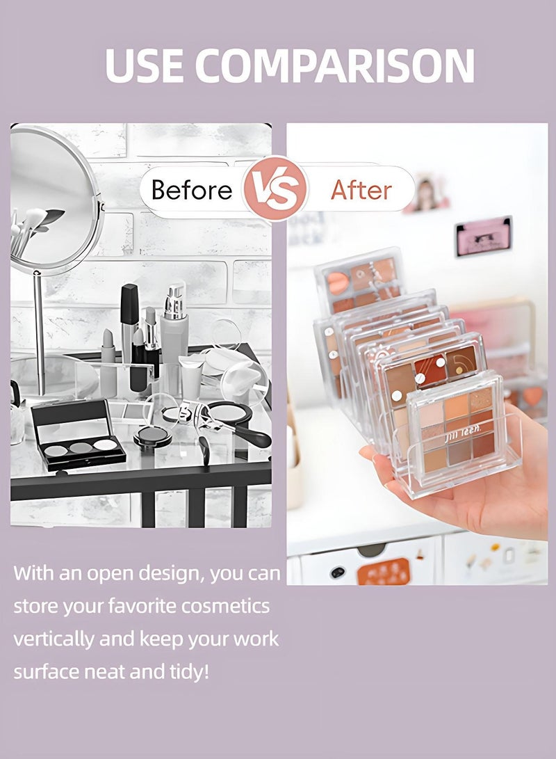 OAGA 2-Pieces Makeup Organizer，Acrylic Eyeshadow Palette Pallet Holder，Cabinets、Cosmetic 7-Section Organizer for Bathroom Countertops (Clear) - Image 2