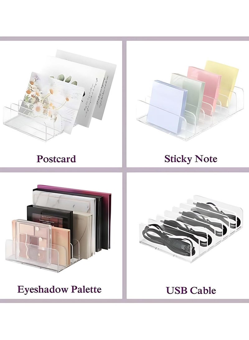 OAGA 2-Pieces Makeup Organizer，Acrylic Eyeshadow Palette Pallet Holder，Cabinets、Cosmetic 7-Section Organizer for Bathroom Countertops (Clear) - Image 5