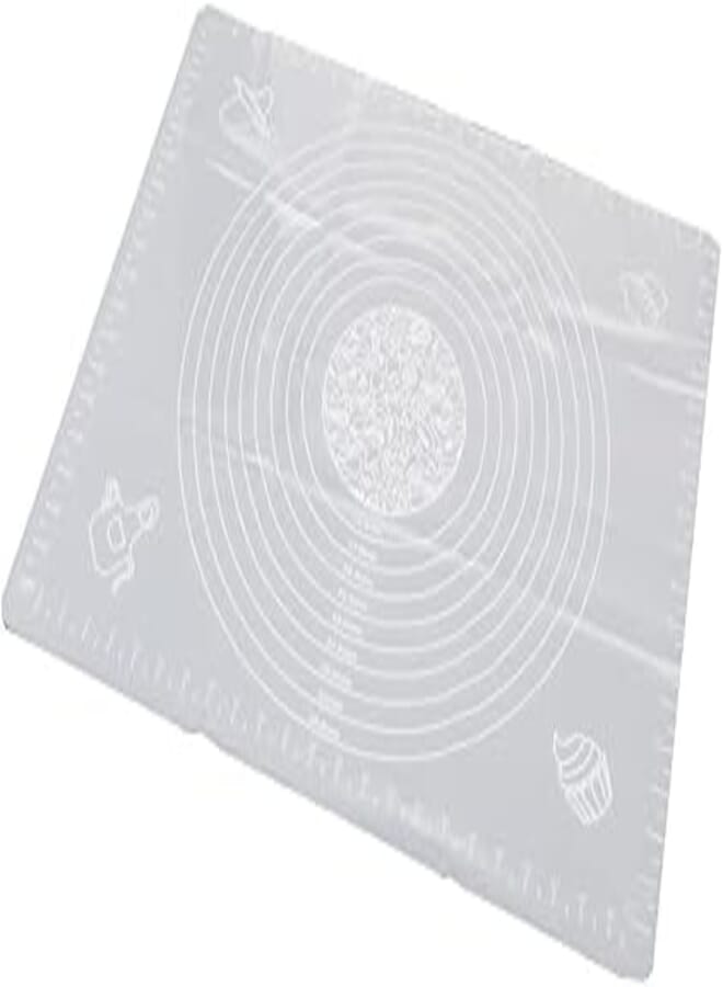 Silicone Dough Mat with Measurements for Pizza Straightener, White