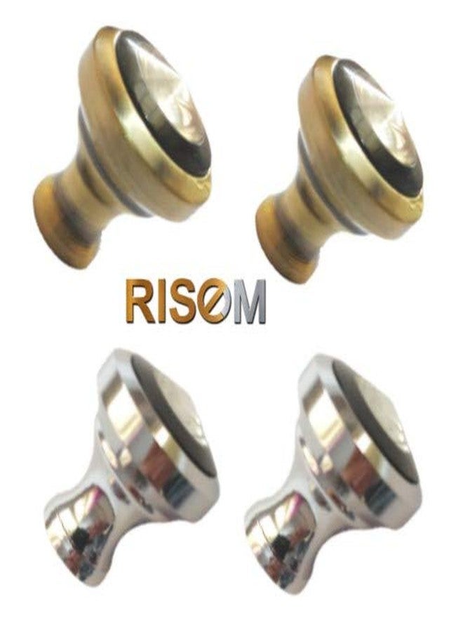 RISEOM Brass Cabinet Drawers-Wardrobe-Kitchen Door Pull Knobs (23 mm Dia) Pack of 4 (Brass Antique) - Image 2