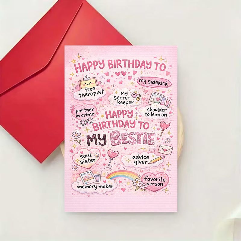 Red Greeting Card With Envelope For Best Friend Love Appreciation Secret Keeper Soul Sister Memory Maker - Image 4