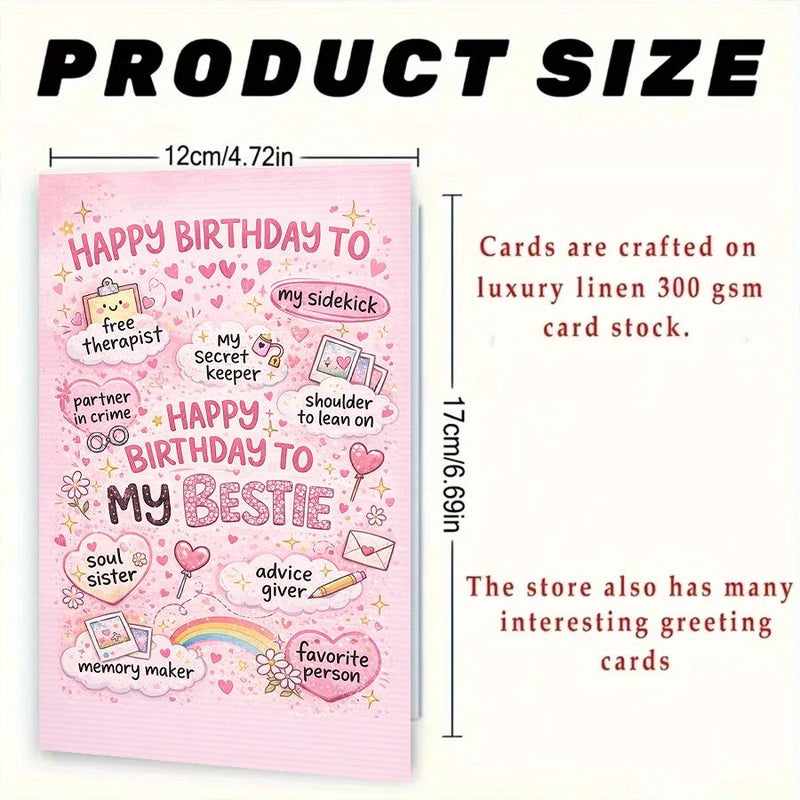 Red Greeting Card With Envelope For Best Friend Love Appreciation Secret Keeper Soul Sister Memory Maker - Image 3