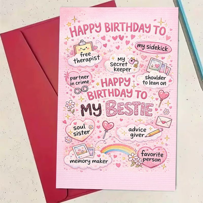 Red Greeting Card With Envelope For Best Friend Love Appreciation Secret Keeper Soul Sister Memory Maker - Image 5