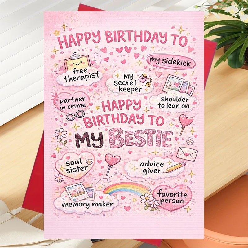 Red Greeting Card With Envelope For Best Friend Love Appreciation Secret Keeper Soul Sister Memory Maker - Image 2