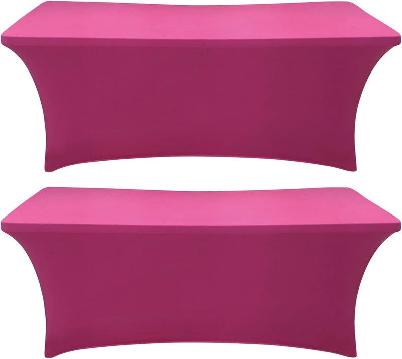 Pack 6FT Fuchsia Spandex Table Cover Fitted Rectangular Tablecloth - Image 1