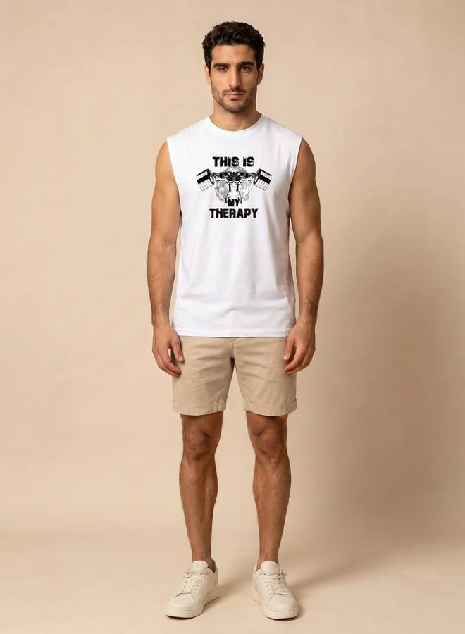 Take Two White Graphic Print Regular Fit Tank Top