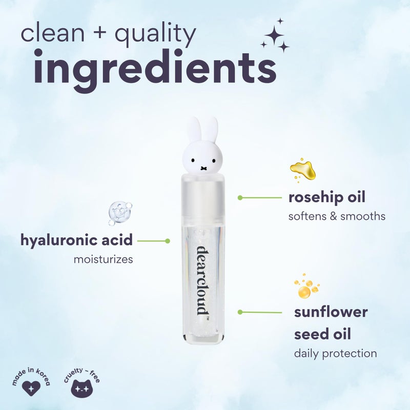 dearcloud Miffy Lip Serum Jelly - Clear Shimmer Lip Gloss for Hydration & Shine (Clear Skies) - Image 2