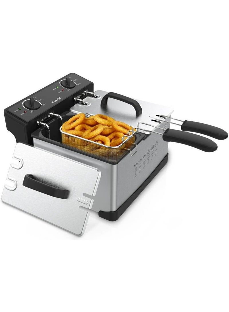 FIPKA Double Deep Fryer, 2x 1400W Power, 2x Large Frying Baskets, 2x Removable Enameled Inner Pan, Anti-Slip Base, Cool Touch, Heat Resistants Handles | NL-DF-4759-BK - Image 2