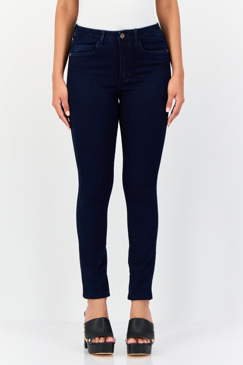 ONLY Women Skinny Fit Washed High Waist Stretchable Denim, Dark Blue - Image 1