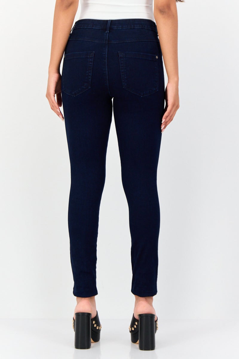 ONLY Women Skinny Fit Washed High Waist Stretchable Denim, Dark Blue - Image 3