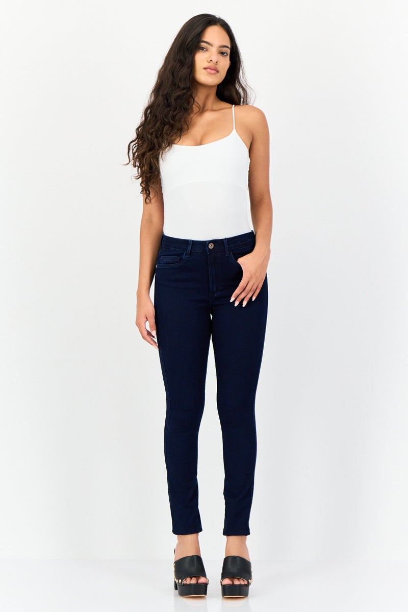 ONLY Women Skinny Fit Washed High Waist Stretchable Denim, Dark Blue - Image 2