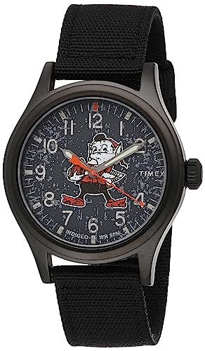 Timex Men's NFL Scout 40mm Watch – Cleveland Browns with Black Fabric Strap - Image 1