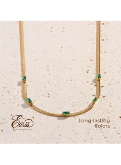 Emerald Green Choker Chain Necklace | Stainless Steel 18K Gold Plated - pzsku/Z478E835DFAA7A3B56336Z/45/_/1733559756/1b1c303e-7ec0-4b2b-bdf6-4e62b7a30732