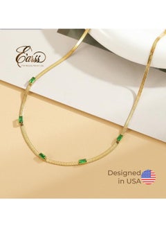 Emerald Green Choker Chain Necklace | Stainless Steel 18K Gold Plated - pzsku/Z478E835DFAA7A3B56336Z/45/_/1733559757/9ab9adea-a90a-4a7a-9bd7-9ba81877dee6