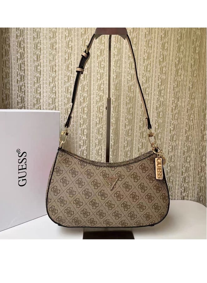 GUESS Noelle Women's Shoulder Bag – Elegant PU Leather, Dual Zip Compartments, Adjustable Strap 
