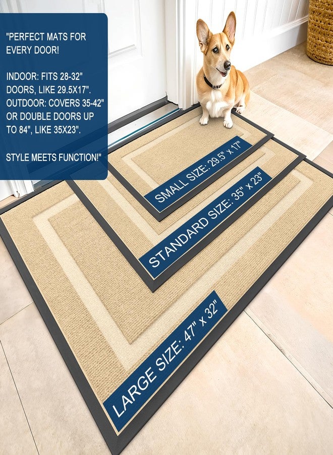 OLANLY Front Door Mat Indoor Outdoor Entrance, Waterproof All-Season, All-Weather Doormat, Sturdy Natural Rubber, Fade Resistant, Low Profile, Easy Clean Patio Porch Entryway Mat, 47x17, Beige - Image 2
