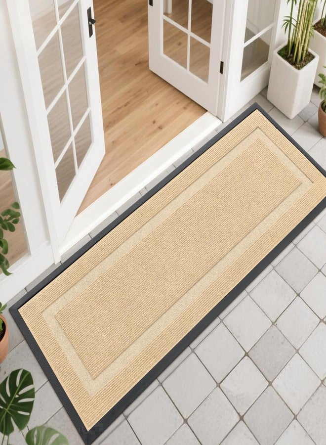 OLANLY Front Door Mat Indoor Outdoor Entrance, Waterproof All-Season, All-Weather Doormat, Sturdy Natural Rubber, Fade Resistant, Low Profile, Easy Clean Patio Porch Entryway Mat, 47x17, Beige - Image 1