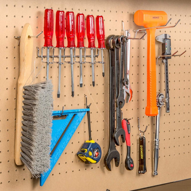 Hiltex 53106 Pegboard Hook Assortment Set, 50 Piece Heavy Duty, Pegboard Hooks for Tools, Garage & Workshops Hooks and Holders, Accessories for Craft Room, Wall Storage Shelving Peg Hooks - Image 5