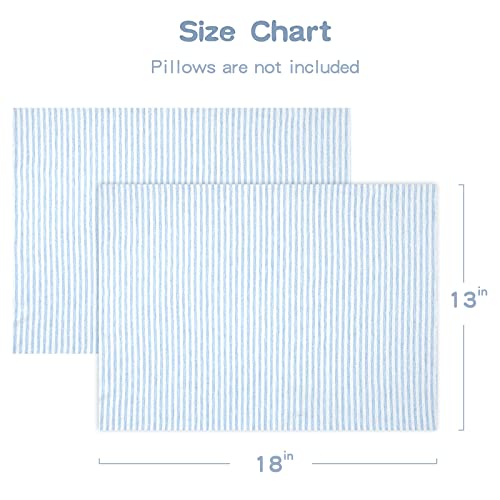 Zenssia Organic Cotton Toddler Pillowcase/Travel Pillowcase Pack of 2 Set 13x18 Inches with Envelope Closure - Soft & Breathable Baby Pillow Case Cover Blue Stripe - Image 4