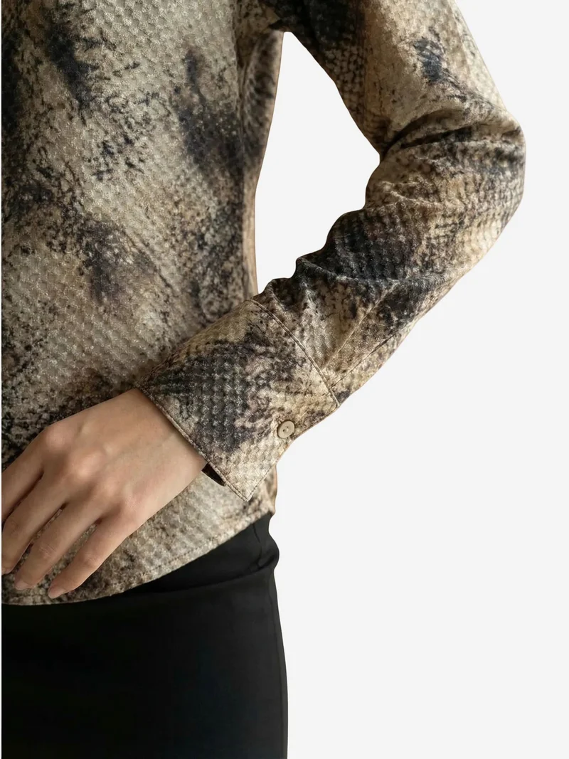 My Fashion Multicolor MY FASHION Snake Print Satin Woven Shirt for Women | Best Price UAE