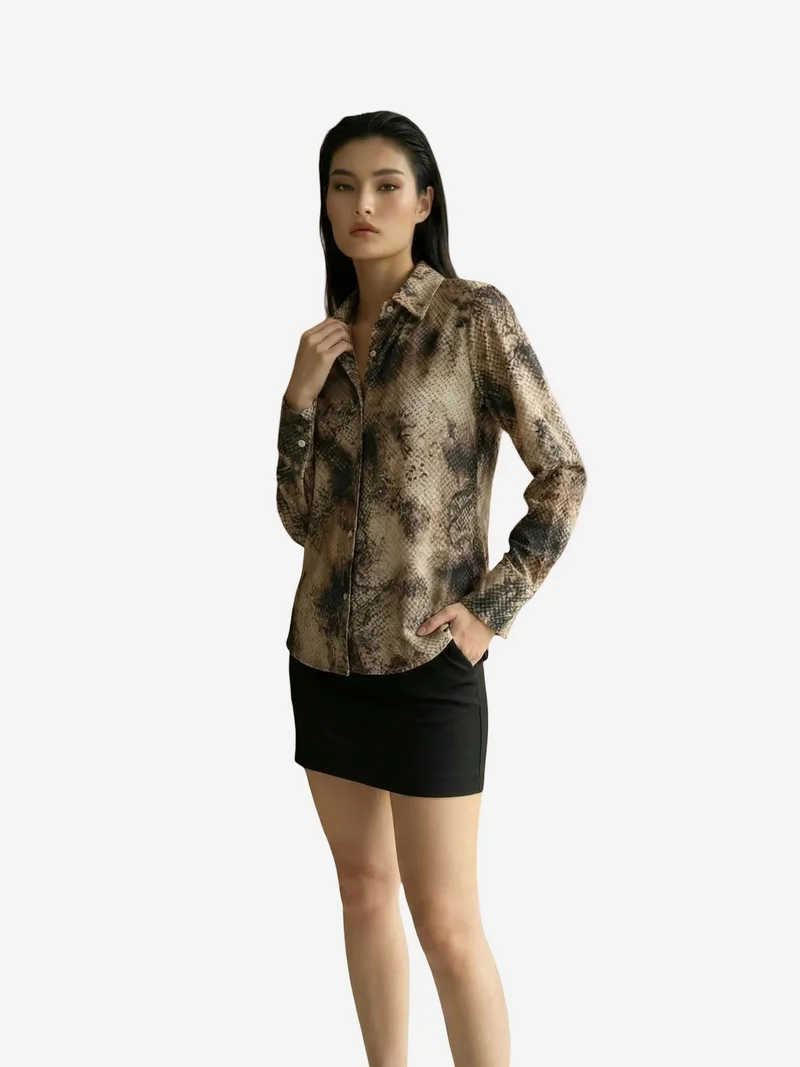 My Fashion Multicolor MY FASHION Snake Print Satin Woven Shirt for Women | Best Price UAE