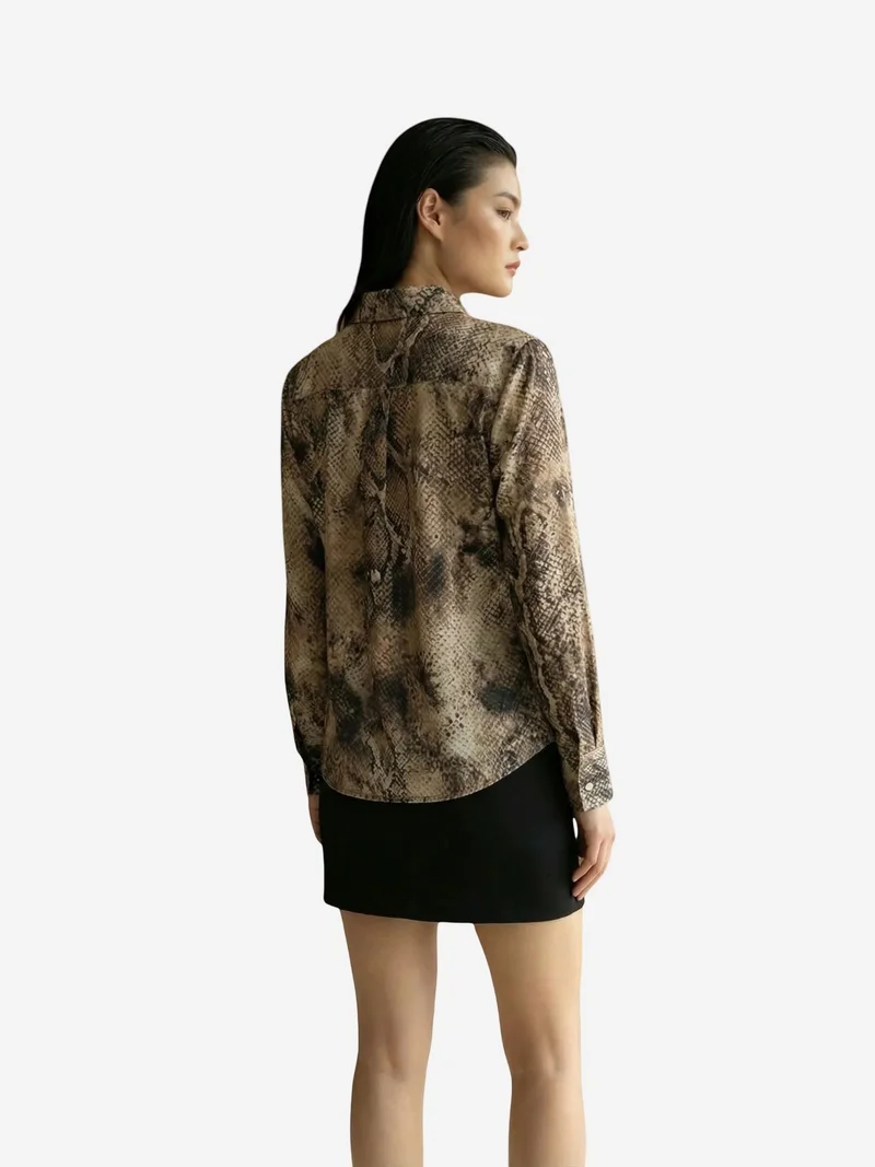 My Fashion Multicolor MY FASHION Snake Print Satin Woven Shirt for Women | Best Price UAE