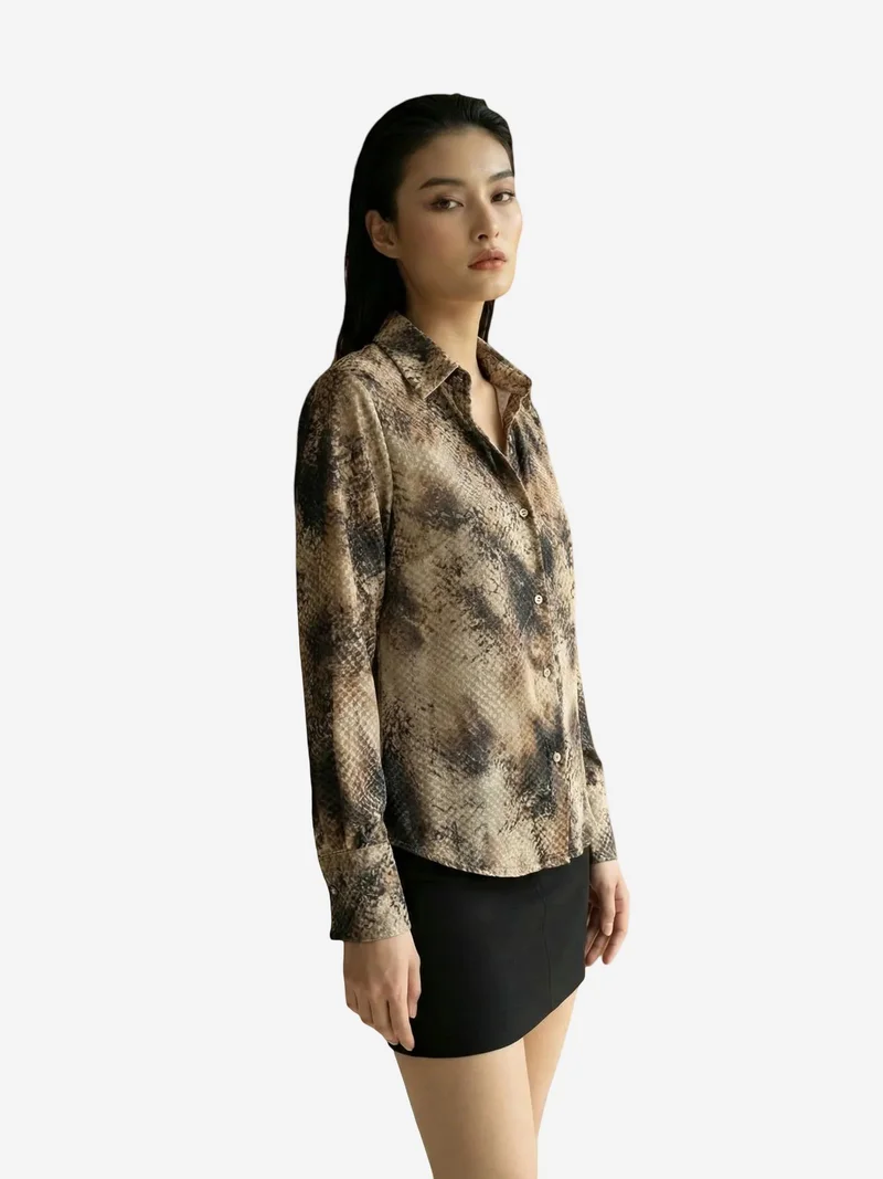 My Fashion Multicolor MY FASHION Snake Print Satin Woven Shirt for Women | Best Price UAE